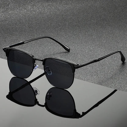 Classic black Clubmaster sunglasses, unisex design, full UV protection. Stylish and durable summer eyewear accessory.