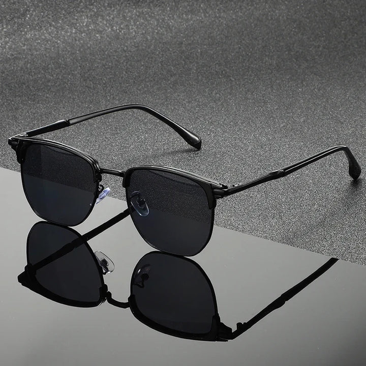 Classic black Clubmaster sunglasses, unisex design, full UV protection. Stylish and durable summer eyewear accessory.