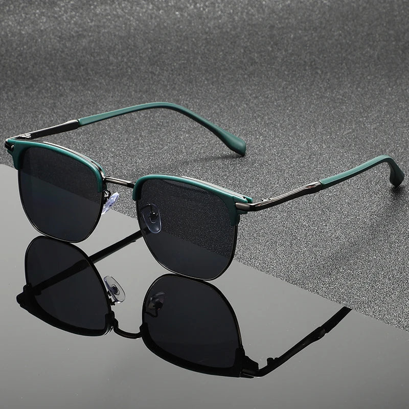 Teal Clubmaster sunglasses, unisex, with full UV protection. Polished frames, scratch-resistant and stylish.