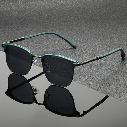 Teal Clubmaster sunglasses, unisex, with full UV protection. Polished frames, scratch-resistant and stylish.