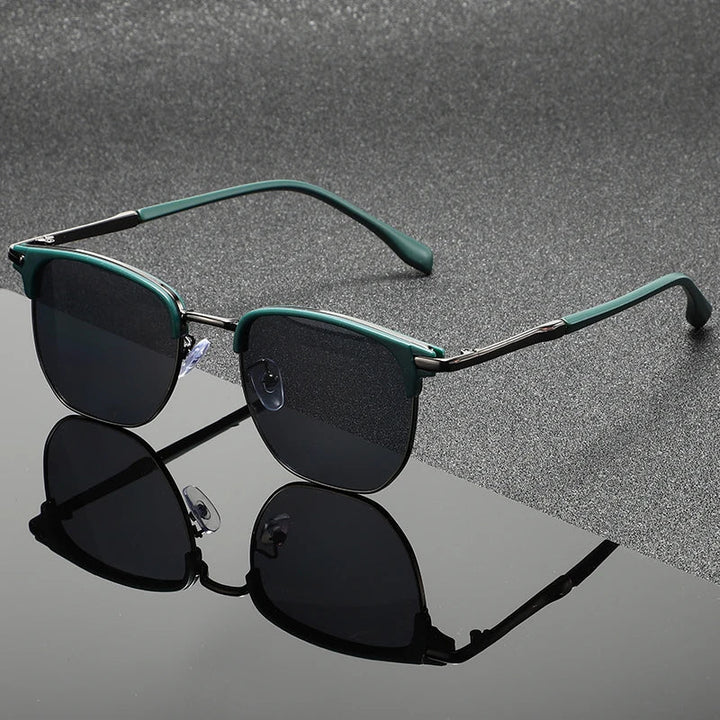 Teal Clubmaster sunglasses, unisex, with full UV protection. Polished frames, scratch-resistant and stylish.