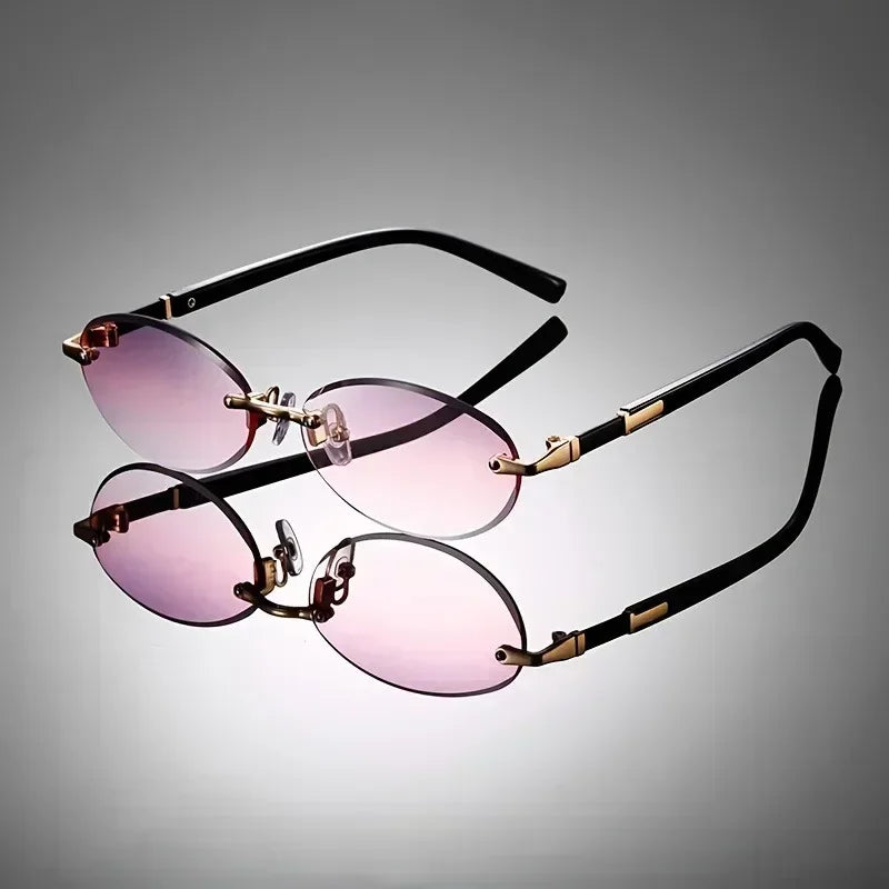 Trendy unisex oval rimless eyewear, perfect casual accessory. Provides stylish look & UV400 protection.