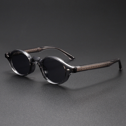 Unisex Classic Retro Sunglasses with UV400 protection, featuring dark tinted oval lenses and durable acetate frame.