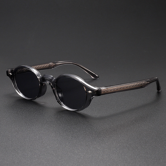 Unisex Classic Retro Sunglasses with UV400 protection, featuring dark tinted oval lenses and durable acetate frame.