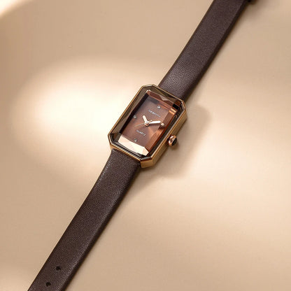 Piano black rectangular Slim Quartz Watch, a sleek unisex accessory for classic style.