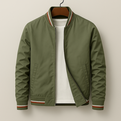 Classic unisex varsity bomber jacket, ideal for athletic fashion, streetwear, and a timeless casual look.