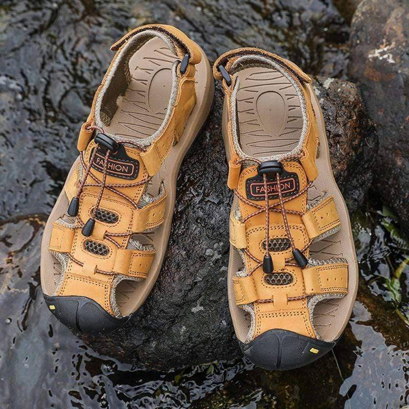 Water-resistant closed toe outdoor footwear, perfect for beach and hiking trails, for men and women.