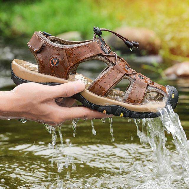 Comfortable and durable adventure shoes with closed toe for unisex outdoor wear, great for hiking.