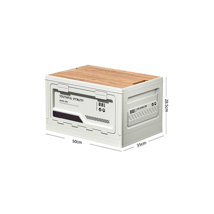 Adventure-ready collapsible storage, offering portable organization and a convenient camping table surface