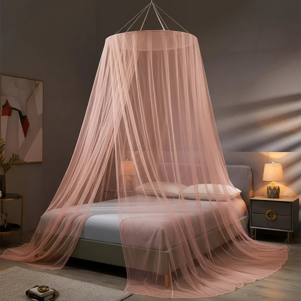 Collapsible mosquito net for outdoor living, camping, and bug-free sleeping solutions.