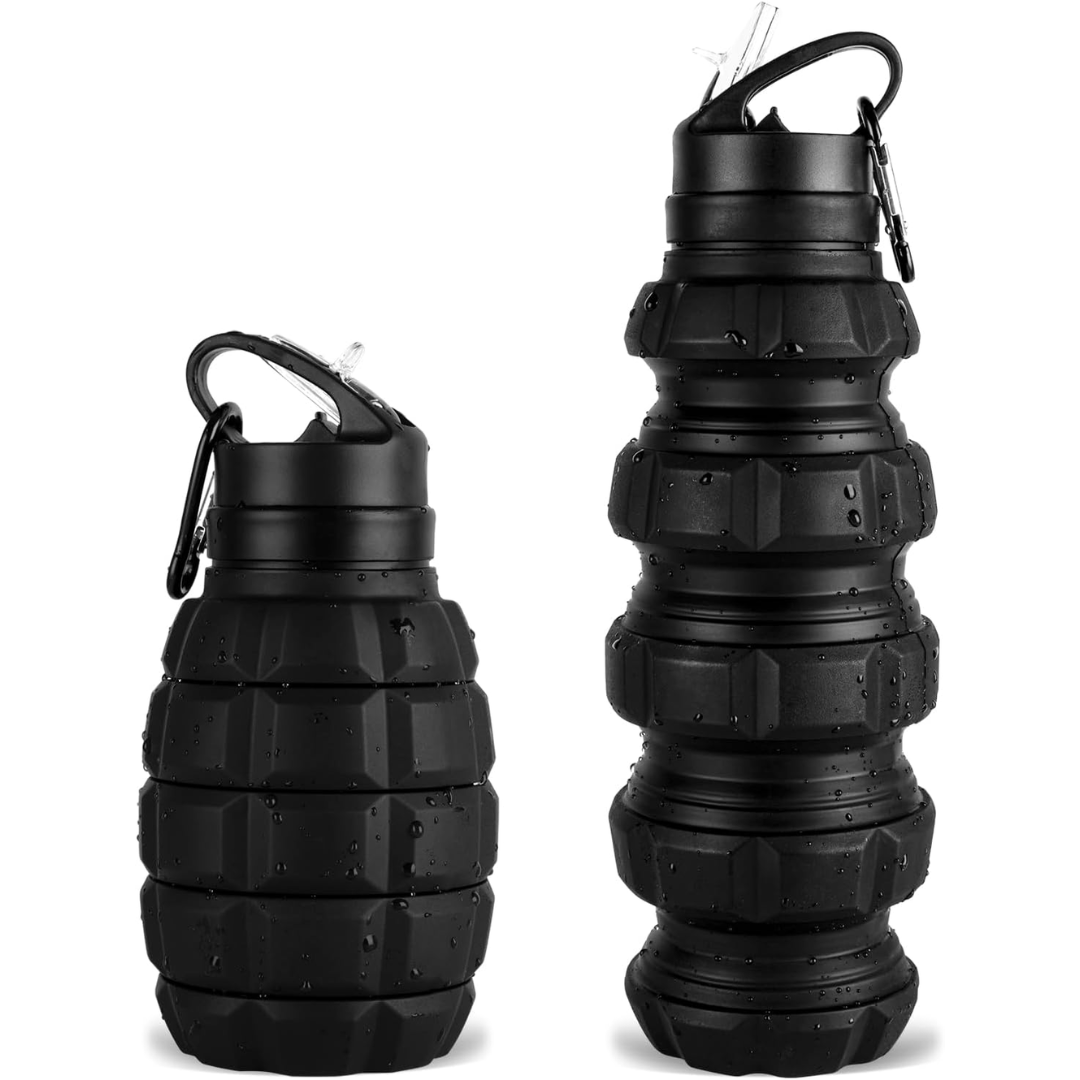 Collapsible 19oz silicone bottle for travel, promoting sustainable daily hydration.