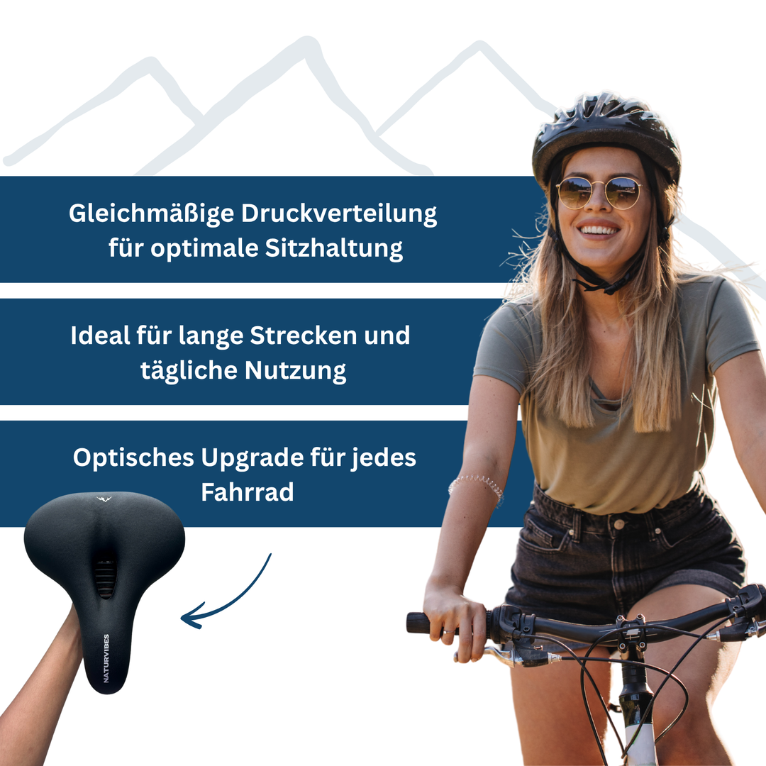 Comfortable bicycle saddle with shock-absorbing rails, black, for enhanced cycling experience