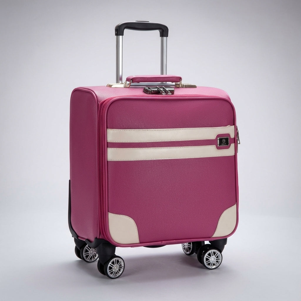 Lightweight unisex carry-on travel bag; durable cabin luggage with spinner wheels for easy navigation.