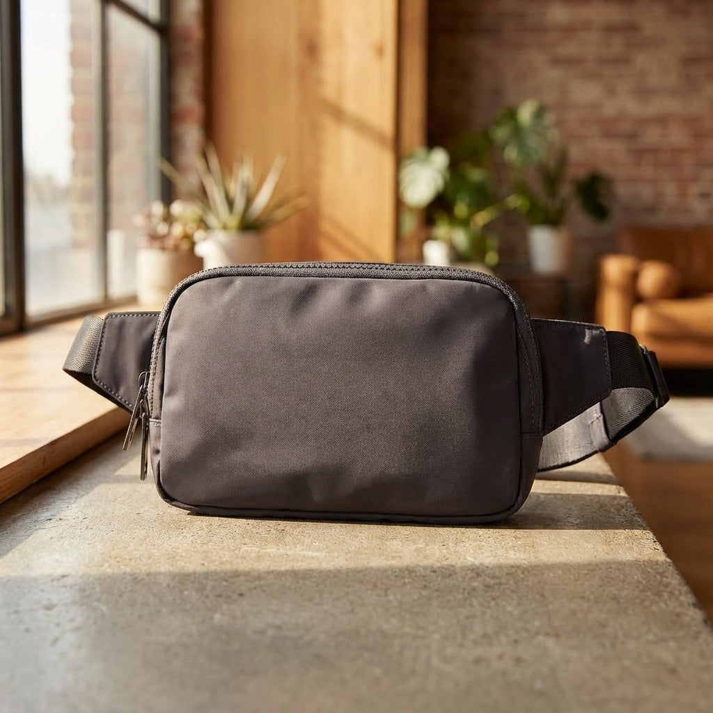 Unisex compact nylon belt bag, perfect hip pack for travel, everyday carry, and keeping essentials organized.