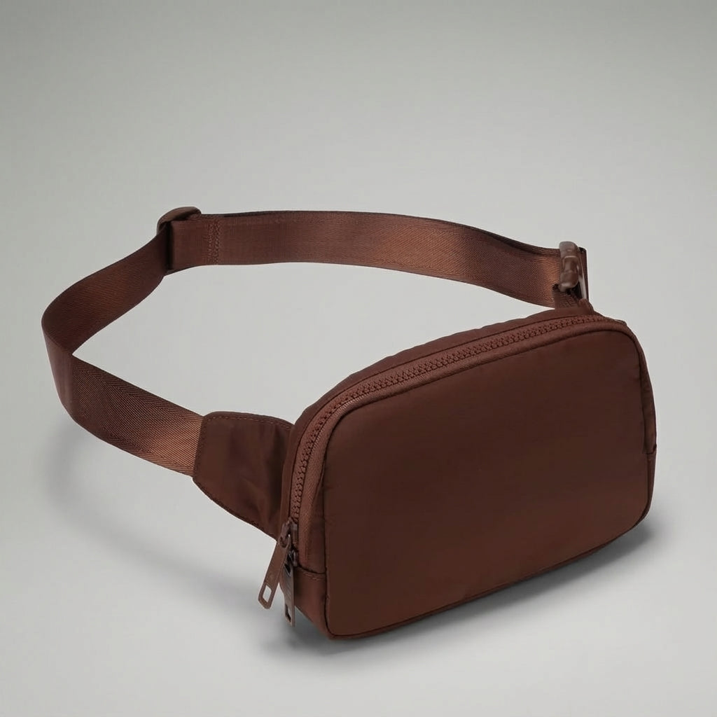 Water-resistant nylon belt bag, unisex design. Ideal compact hip pack for travel or daily essentials.