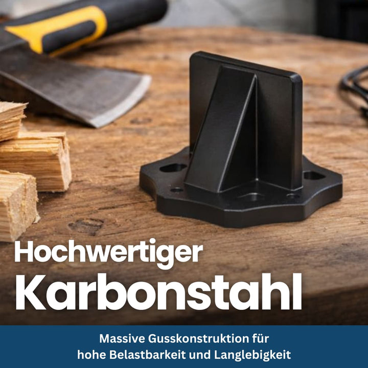 Black compact kindling splitter, a rugged wood splitting tool for outdoor and fireplace use