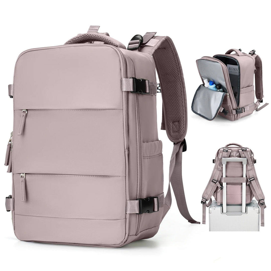 Airline approved compact travel backpack, ideal carry-on for men & women, easy to stow.
