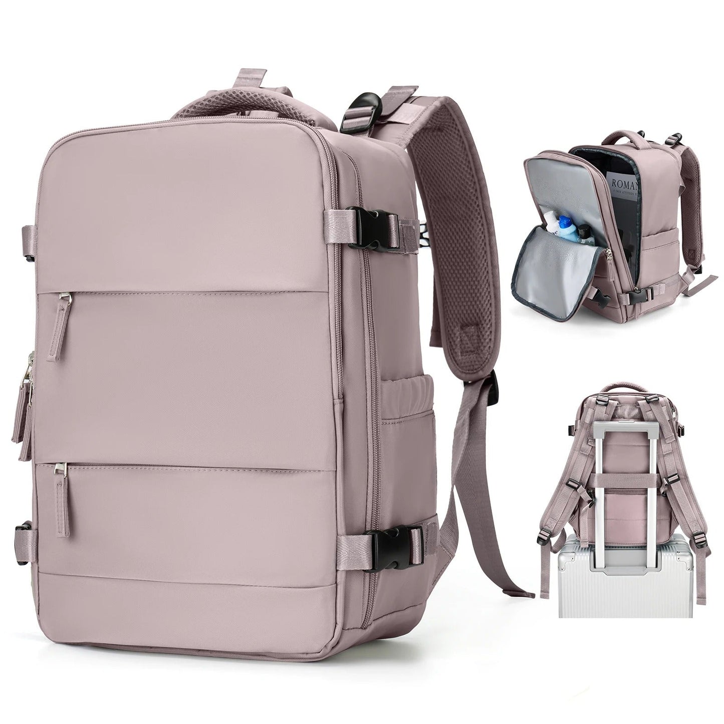 Airline approved compact travel backpack, ideal carry-on for men & women, easy to stow.