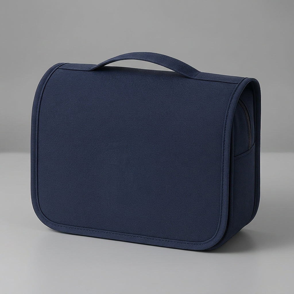 Versatile bathroom & travel organizer: compact waterproof toiletry bag for cosmetics.