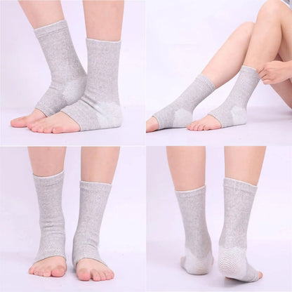 Comfortable unisex compression socks providing full foot support, enhancing circulation & reducing pain for active wear.