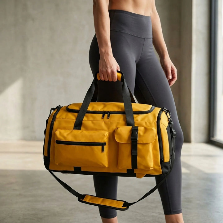Unisex convertible duffel backpack, Oxford fabric. Ideal for sports, gym, or weekend travel with multiple pockets.