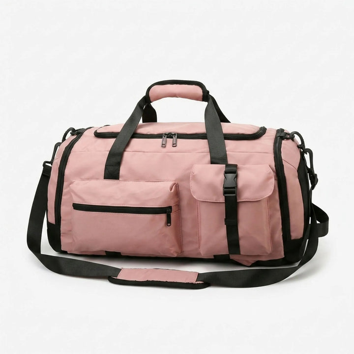 Multi-pocket unisex convertible duffel backpack for sports & travel, crafted from durable Oxford fabric.