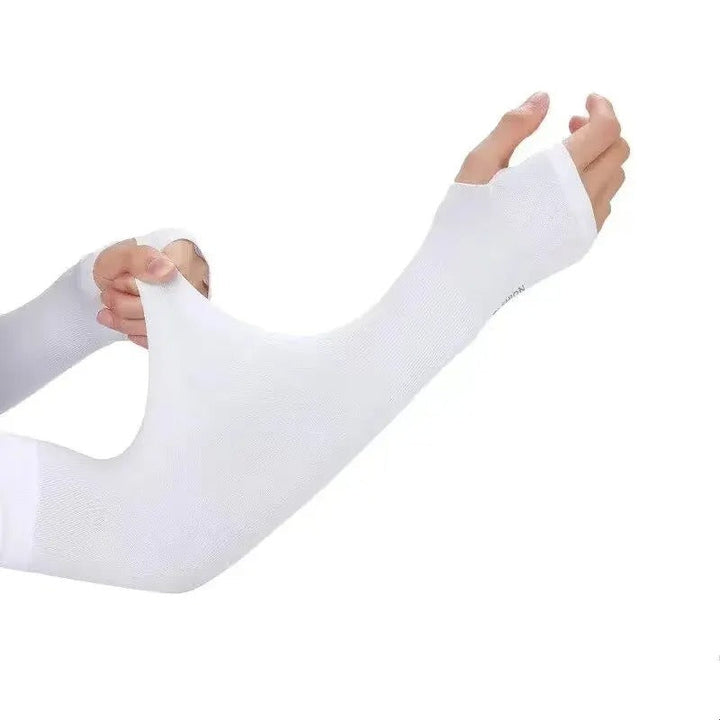Lightweight, breathable cooling arm sleeves for ultimate UV protection during outdoor sports.