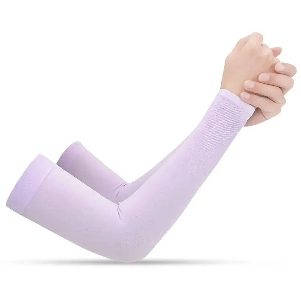Cooling UV sun protection arm sleeves for sensitive skin & tattoo coverage in activewear.