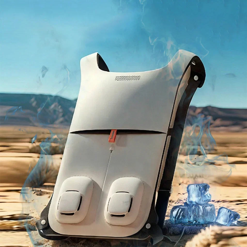 Lightweight waterproof cooling vest with fans for men & women, ideal for outdoor work & heat relief.