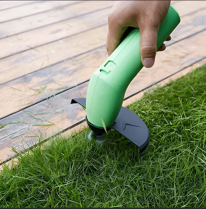 Unisex cordless mini weed trimmer for effortless lawn care, portable and lightweight grass cutter.