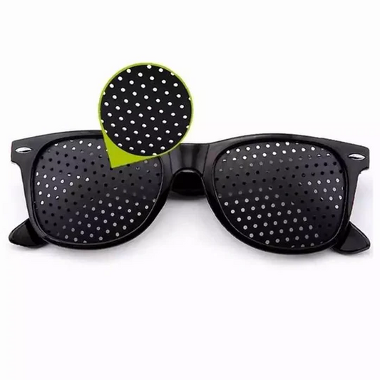 Unisex corrective pinhole glasses for natural vision improvement, reducing eye strain and enhancing focus daily.
