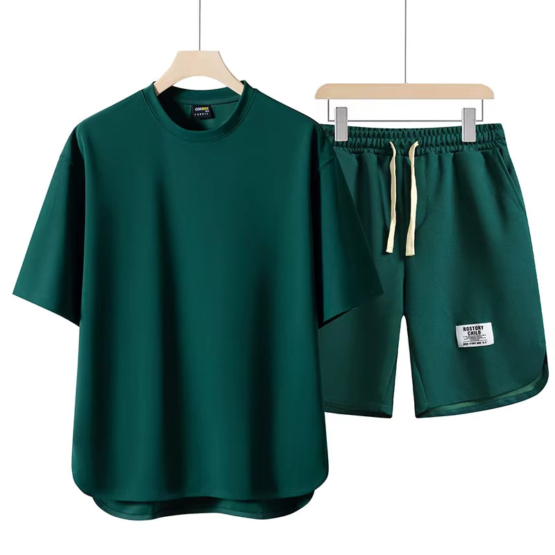 Unisex cotton blend comfort lounge set with relaxed fit. Two-piece for everyday casual wear.