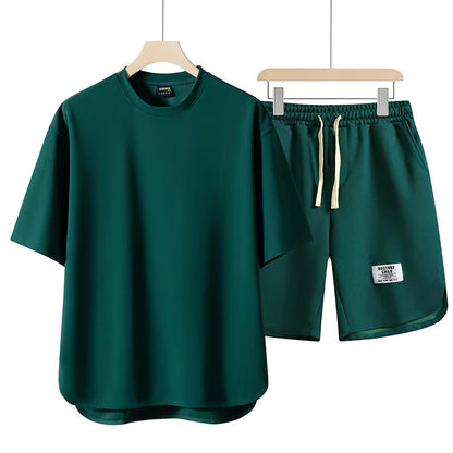 Unisex cotton blend comfort lounge set with relaxed fit. Two-piece for everyday casual wear.