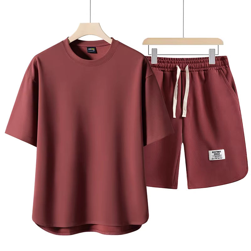 Soft cotton blend two-piece lounge set. Unisex relaxed fit ideal for comfort, casual, or travel wear.