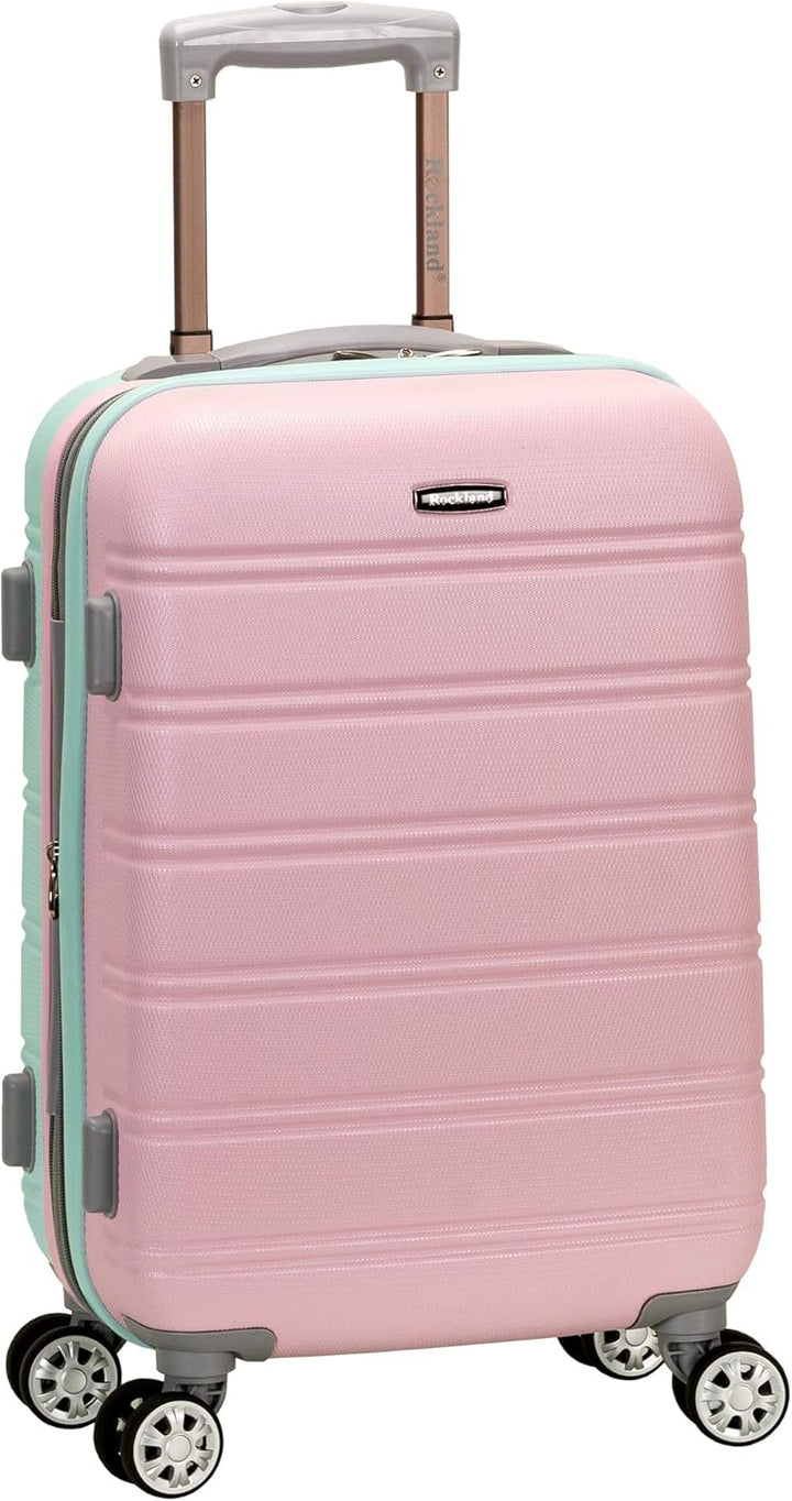Unisex Cotton Candy hardside carry-on luggage, expandable, lightweight, with double spinner wheels.