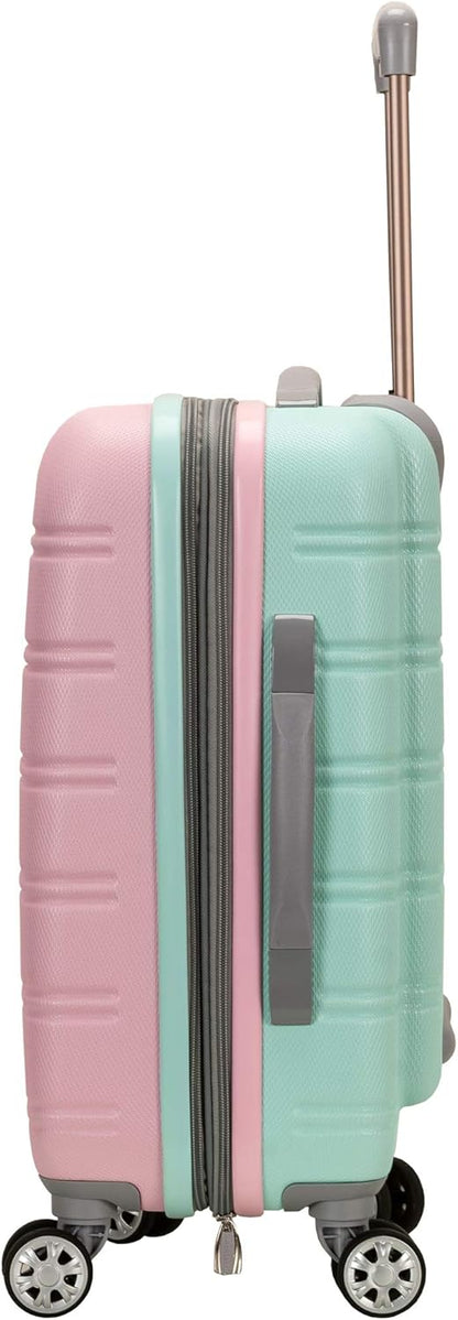 Stylish unisex Cotton Candy hardside carry-on luggage, expandable, perfect weekend travel bag.
