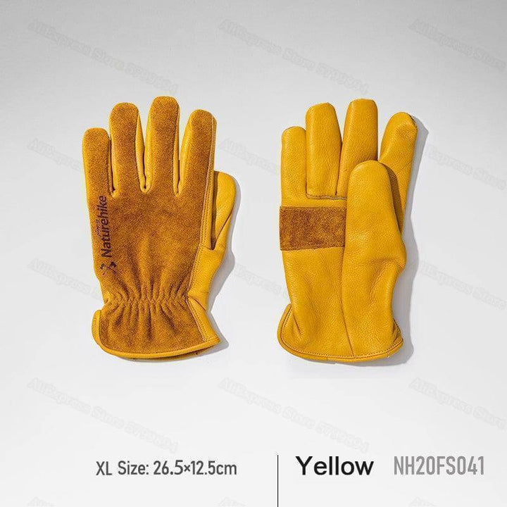Heavy-duty unisex cowhide leather gloves, essential protective gear for professionals and DIY enthusiasts.
