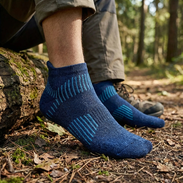 Unisex cushioned ankle no-show active socks (5-pack) for running, hiking, and daily activewear comfort.