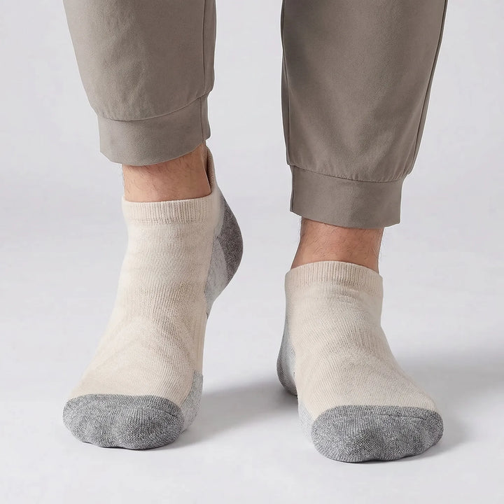 Merino wool cushioned no-show ankle socks (5-pack) for breathable, odor-resistant comfort in any activity.