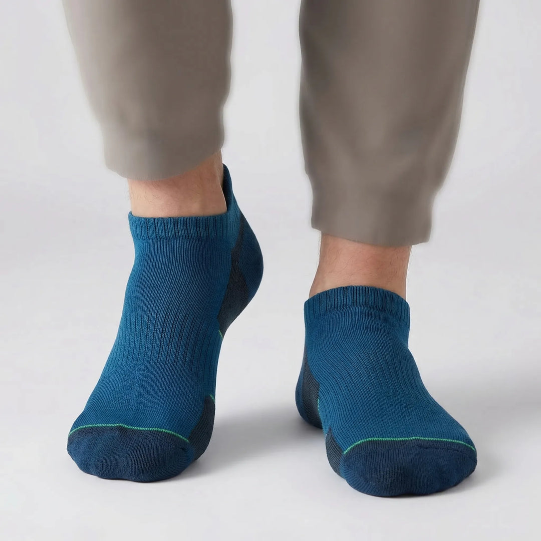 Performance cushioned ankle no-show socks (5-pack) for running, hiking, and trail adventures with superior comfort.