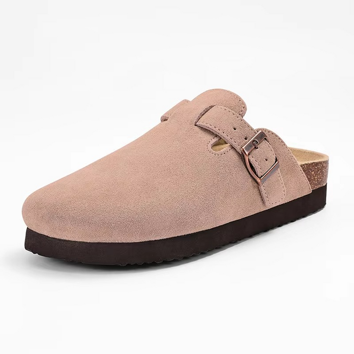 Multiple colors of cushioned unisex slip-on clogs displayed, offering comfort & style.