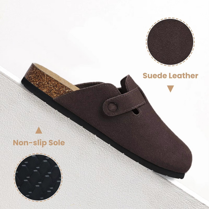 Black unisex cushioned slip-on clogs, versatile footwear for spring/summer comfort.
