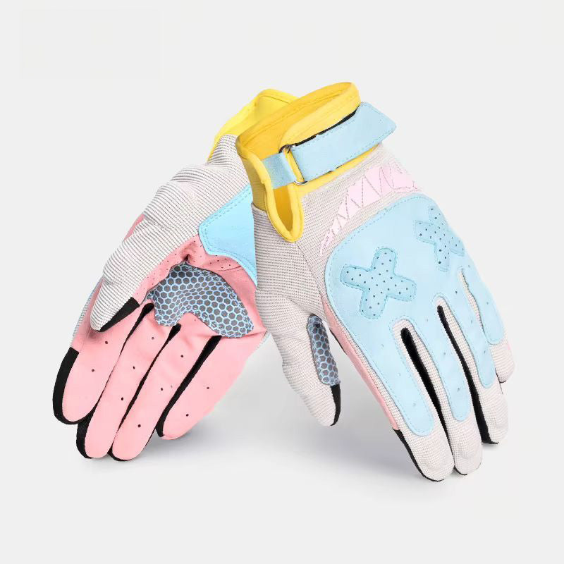 Cyberwave touchscreen motorcycle gloves with enhanced grip, breathable fabric, and protective knuckle padding for riders.