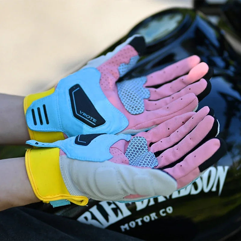 Unisex Cyberwave biker gloves for motorcycle riding, featuring protective gear, strong grip, and breathable material for comfort.
