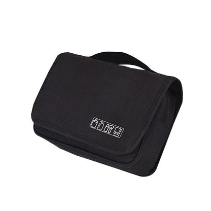 Spacious waterproof hanging toiletry bag for men & women, perfect travel organizer.