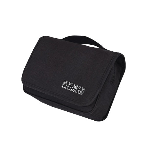 Spacious waterproof hanging toiletry bag for men & women, perfect travel organizer.