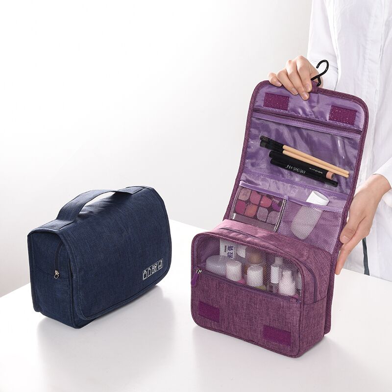 Compact yet roomy hanging cosmetic bag, a must-have travel accessory for luggage.
