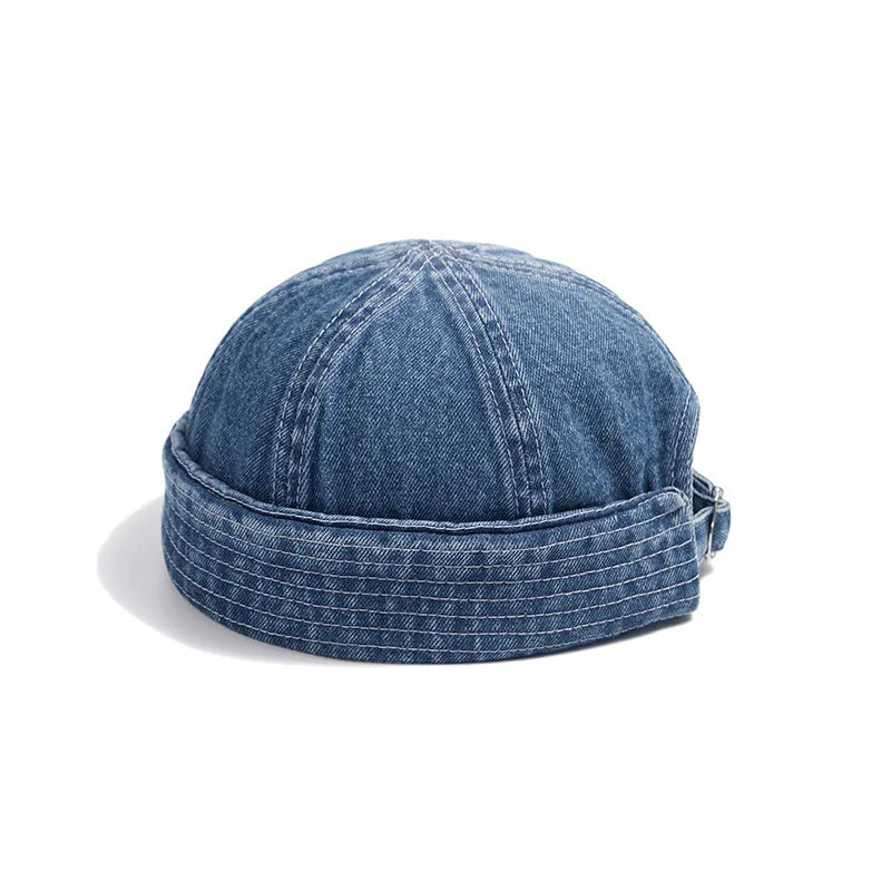 Unisex denim rolled brim cap for effortless style. Casual, adjustable, and a perfect everyday accessory.