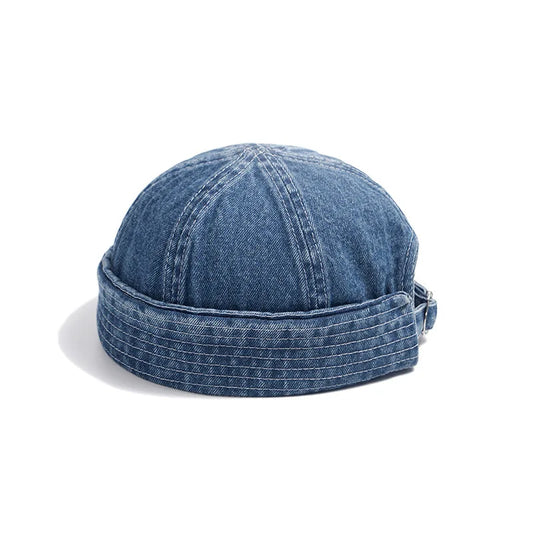 Unisex denim rolled brim cap for effortless style. Casual, adjustable, and a perfect everyday accessory.