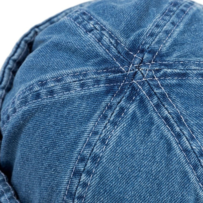Comfortable & adjustable unisex denim rolled brim hat. An essential everyday accessory for casual fashion.